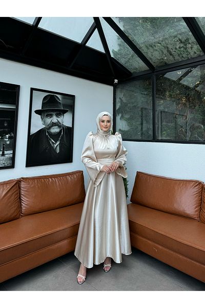 By Atelier Βραδινό φόρεμα Perry Beige Hijab