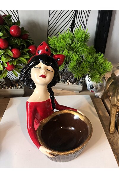 Atak Hediyelik Dekoratif sepetli kız biblo polyester