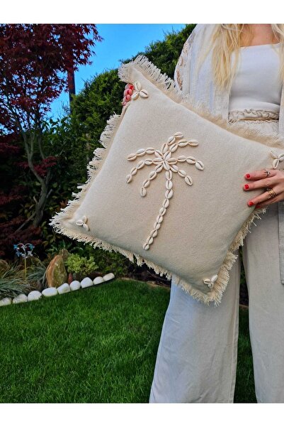 sevaradekor Husă de pernă din in Sea Shell Husă de pernă cu ciucuri boem