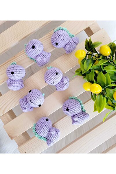 ilmekhobievi Amigurumi Sevimli Dinozor Anahtarlık-Organic Oyuncak Mor 6cm (1 ...
