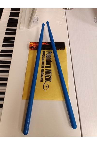 PUANDORG 5A Blue Unbreakable Drumsticks Hard Plastic Long Sticks Drum Tie