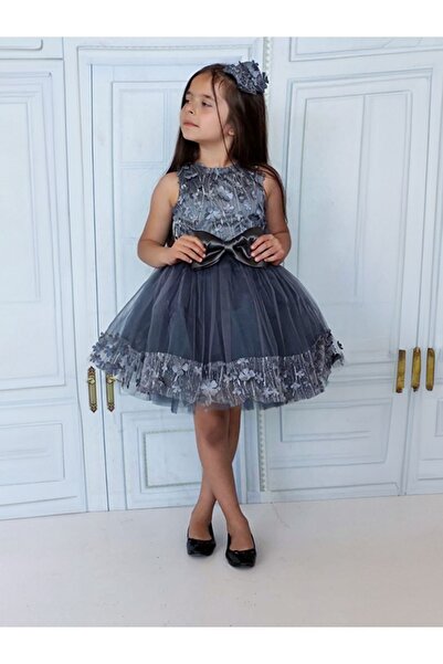 EFE KIDS Short Sleeve and Daisy Detailed Girl's Evening Dress