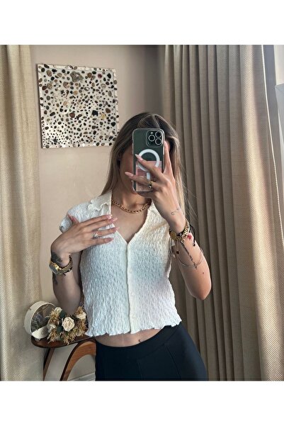 İBABUTİK Νέα σεζόν πουκάμισο με γιακά και κουμπιά, κοντό πουκάμισο