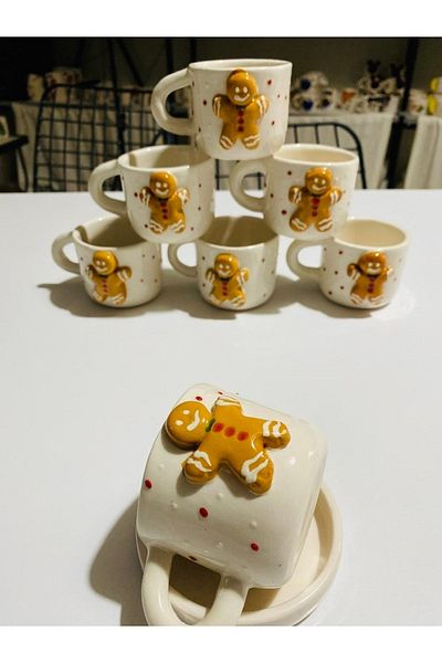 Banuart New Year's Cookie Man Handmade Ceramic Coffee Cup