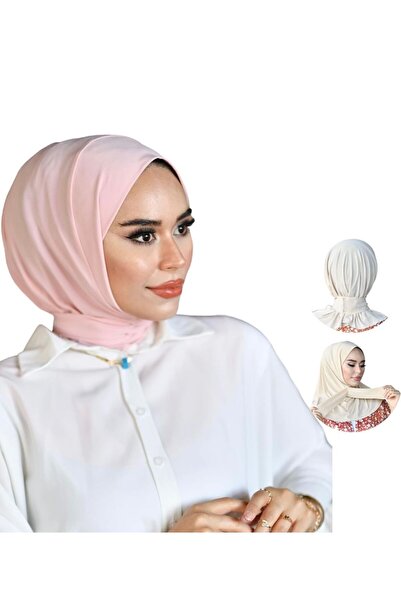 Sahra Şal Dünyası Hijabchi Trend Kadın Tesettür Pudra Çıtçıtlı Boyunluk Hijap...
