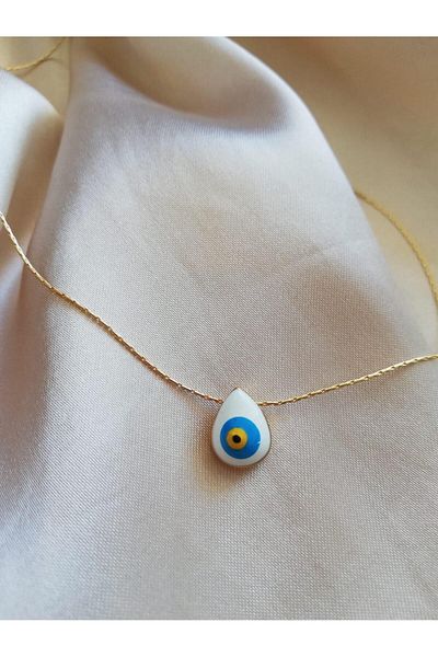 Judas Takı Drop Necklace - White Evil Eye Beaded