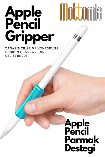 mottomia آيباد بريميوم - مقبض سيليكون فيروزي، قلم تابلت ودعم الإصبع، قلم أبل 2 و برو