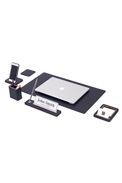 Turgut Office Δερμάτινο σετ γραφείου Lincoln 6 τεμαχίων με ετικέτες ονομάτων ...