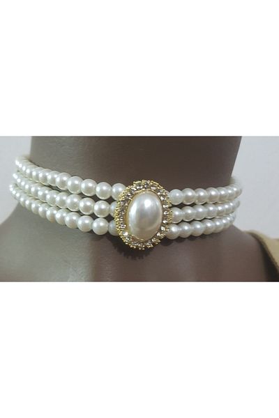 TONTİŞLER BEBEK VE ÇOCUK GİYİM 2025 Model Choker Gold Gold Choker with Pearls - for Wedding and Special Occasion