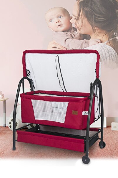 Bebelovv Keten Kumaş Profil Sallanabilir Portatif Anne Yanı Cibinlikli Siyah ...