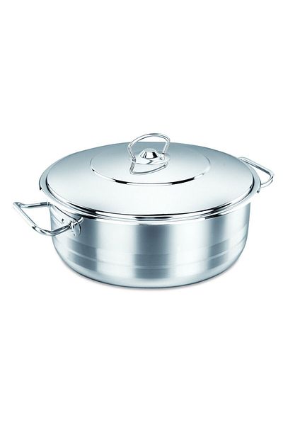 KORKMAZ Mega Stainless Steel Low Pot 28 CM