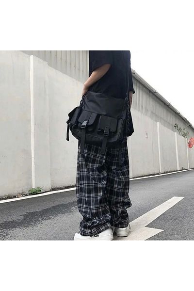 DEEFWEAR Unisex Μαύρο καρό - Φούτερ με ελαστική μέση