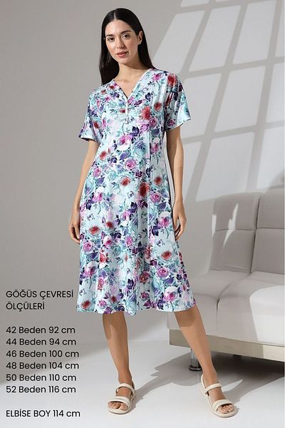 ÖNE BUTİK WOMEN'S SUMMER SHORT SLEEVE COTTON COMBED DRESS LIKAPA