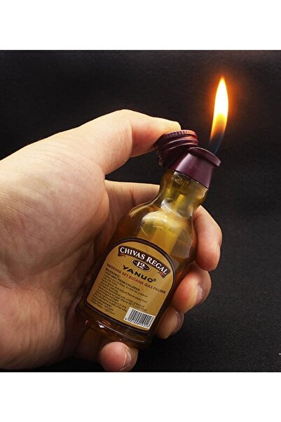 yanuo Sivaz Şişesi Şeklinde Bütan Gazlı Alevli, Alti Açacakli Çakmak Hediyeli...