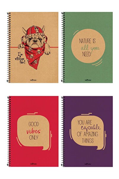 Le Color Набір шкільних зошитів, 4 шт., 17x24, Eco Kraft, у клітинку, 200 сто...