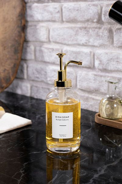 La Casa Art 500 ml кухненски стъклен дозатор за течен сапун за плот (6 БР. ЕТИКЕТ) Lcats20121