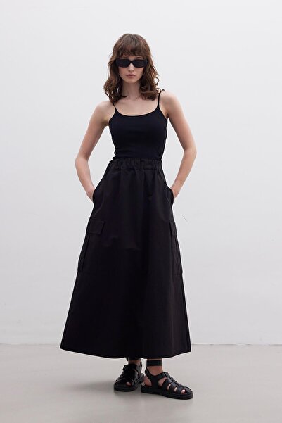 Manuka Black Skirt - Cargo Pocket Detail