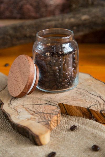 Joy Glass Wooden lid jar small size PKY290