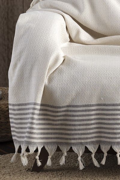Lux Touch Bergama Ecru Buldan Sofa Cover 170 X 220 Cm Sofa Throw Sofa Sofa Bed Cover Cotton Throw