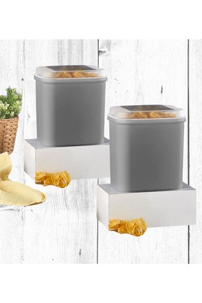 VİP AHMET 4.5 Liter Gray 2-Piece Flour and Pulses Container