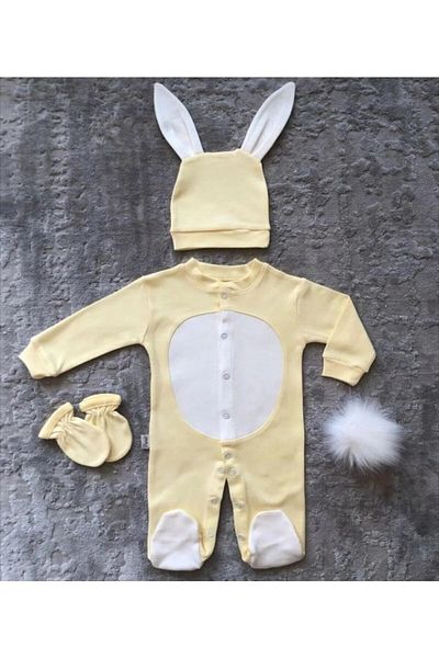 IncuBaby Newborn Yellow Rabbit 100% Cotton Jumpsuit Set