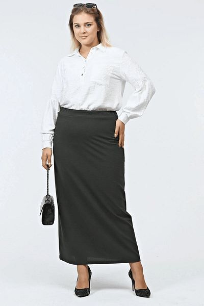 NESAFET Large Size Ottoman Seasonal Pencil Skirt - Steel Lined, Knitted Fabric