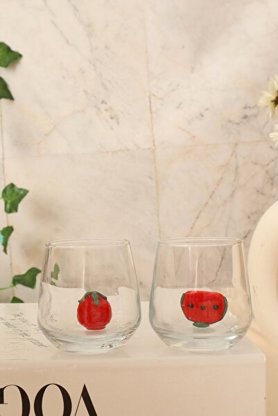 ADAMODART Mixed Fruit Glass Figured Coffee Side Water Glass Set of 6