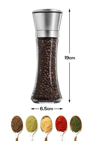 Extra Pratik Steel Head Ceramic Blade Salt Black Pepper Spice Grinder Mill 19 Cm