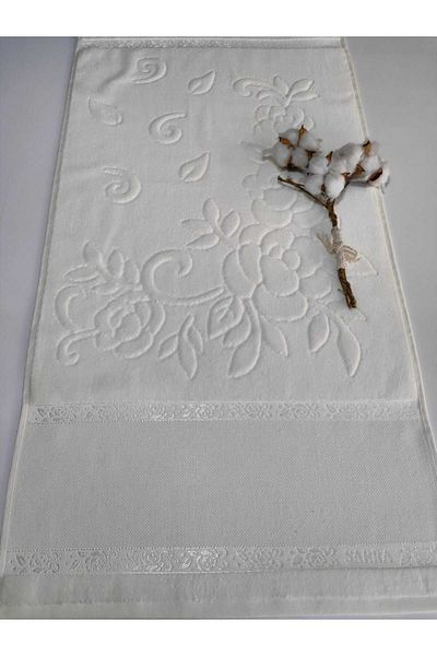sarra 50x90cm SARRA ETAMIN STITCHED TOWEL - CREAM