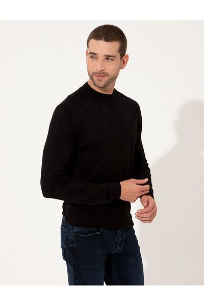 Pierre Cardin Crew Neck Black Slim Fit Knitwear Sweater