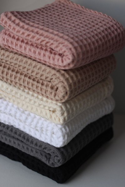 Anne Sesi Waffle Baby Blanket 100% Cotton - 75X80 cm - Swaddle, Towel and Multi-Purpose Use - Black