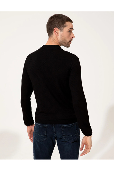 Pierre Cardin Siyah Slim Fit Bisiklet Yaka Triko Kazak