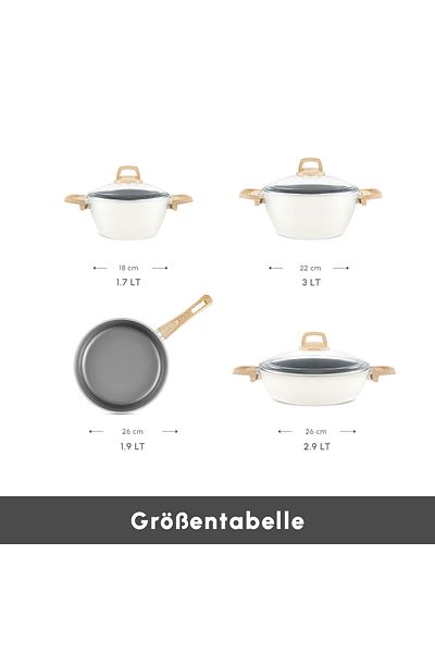 Karaca Swiss Crystal 7-teiliges Kochtopfset, Creme
