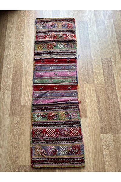 DesignEv 40x147 cm Uzun Nadir Desenli El Dokuma Renkli Yolluk Fas Stili