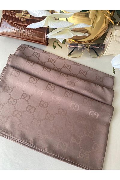 Oxygen Scarfs Mink Colored Cotton Silky Jacquard Shawl - G Pattern