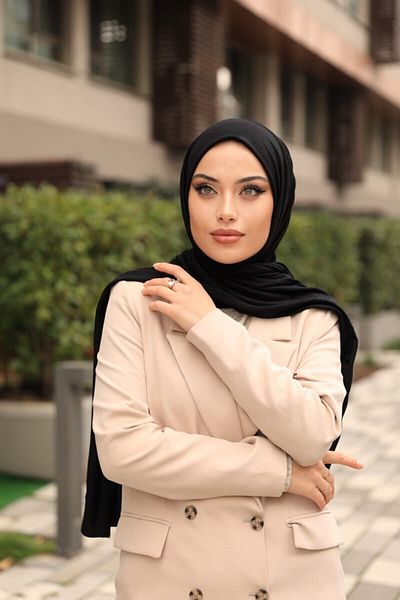 Organic Scarfs Hijab Combed Cotton Shawl Hijap Model - Μαύρο TYC 00355923686