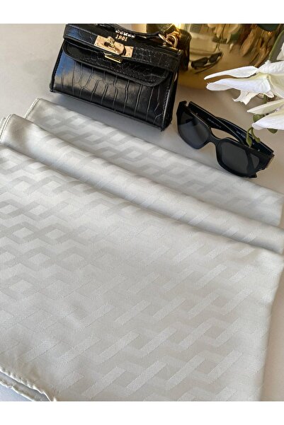 Organic Scarfs Zigzag Desen Pamuk Jakar Şal - Çakıl Taşı