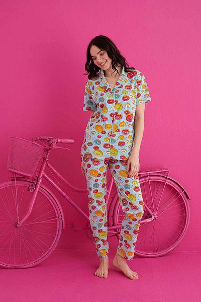 ELİZ HOMEWEAR Buttoned Cotton Pidma Set