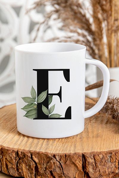 Kravatkolik Letter E Initial Printed Mug
