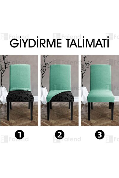 Faiend Sandalye Kılıfı Yıkanabilir Likralı Esnek Lastikli Sandalye Örtü Renk (mint )