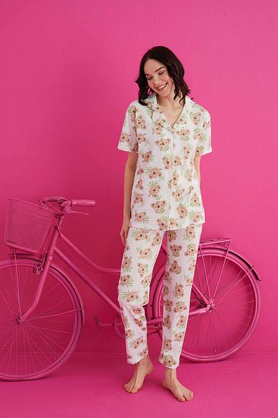 ELİZ HOMEWEAR Buttoned Cotton Pidma Set