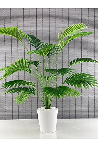 Bahçem Yapay Ağaç Areka Ağacı Palmiye Ağacı Salon Bitkisi Seramik Saksılı 18 Yaprak 85cm