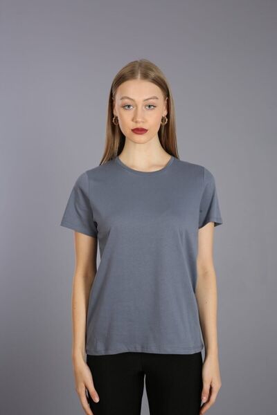 Kallisto Tricou tricotat cu mânecă scurtă din bumbac color fum