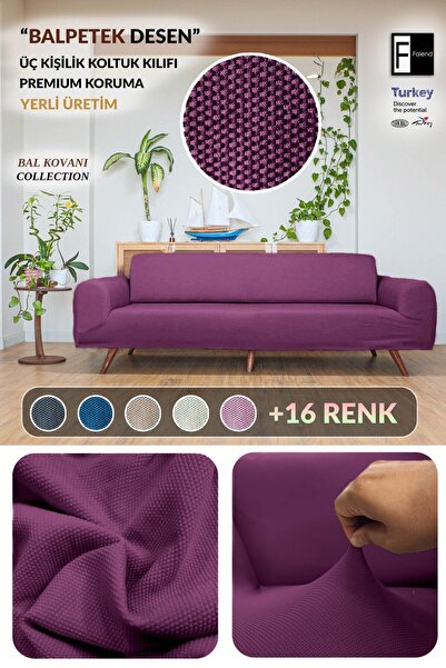 Faiend Balpete 3 Seater Purple Elastic Sofa Cover |   Elastic Seat Cover |   ...