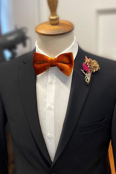 Kravatkolik Tile Velvet Plain Bow Tie P1706