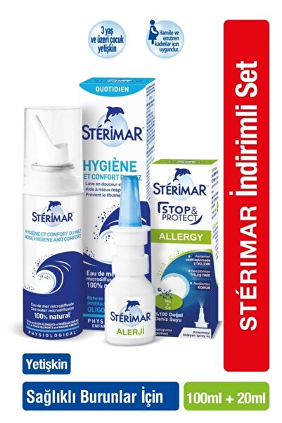 Sterimar Isotonic Yetişkin Burun Spreyi 100 ml+ Stop&protect Alerji Burun Spreyi 20 ml