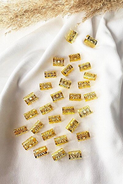 VestaSteel Altın Renk Saç Küpe Set