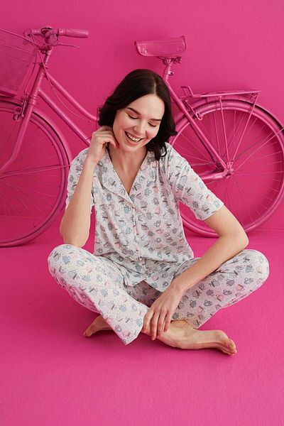 ELİZ HOMEWEAR Set Pidma din bumbac cu nasturi