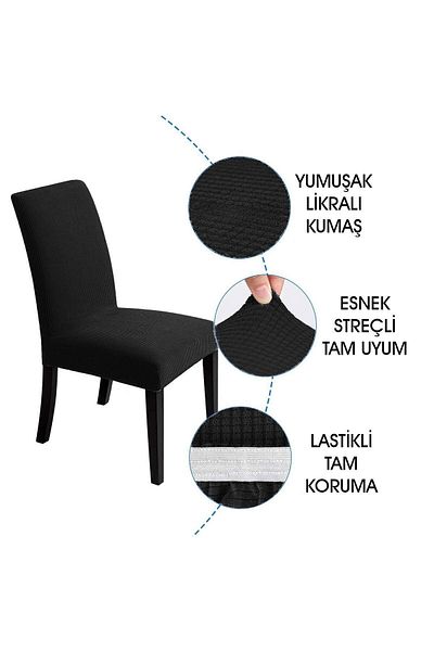 Faiend Black Washable Lycra Flexible Elastic Chair Cover
