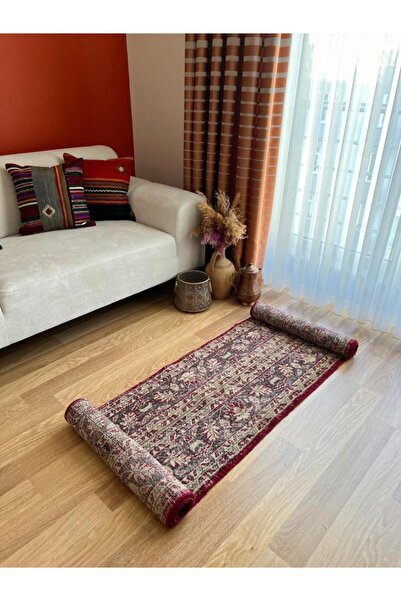 DesignEv 55x305 cm Çiçek Desenli William Morris Stili Modern Nostaljik El Dok...